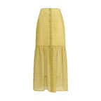 Bicolor Silk Long Skirt