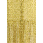 Bicolor Silk Long Skirt