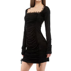 Black Viscose Casual Dress