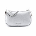 Schultertasche aus grauem Leder