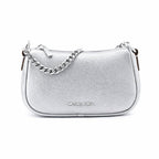 Schultertasche aus grauem Leder
