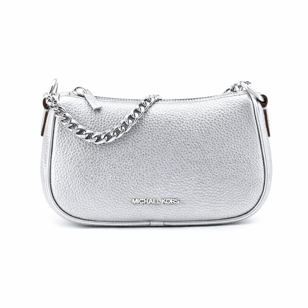 Schultertasche aus grauem Leder