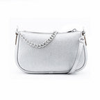 Schultertasche aus grauem Leder