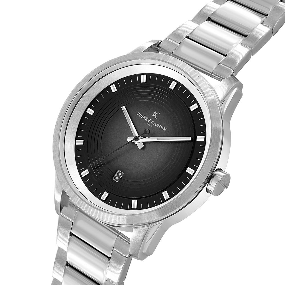 Graue Armbanduhr aus Edelstahl