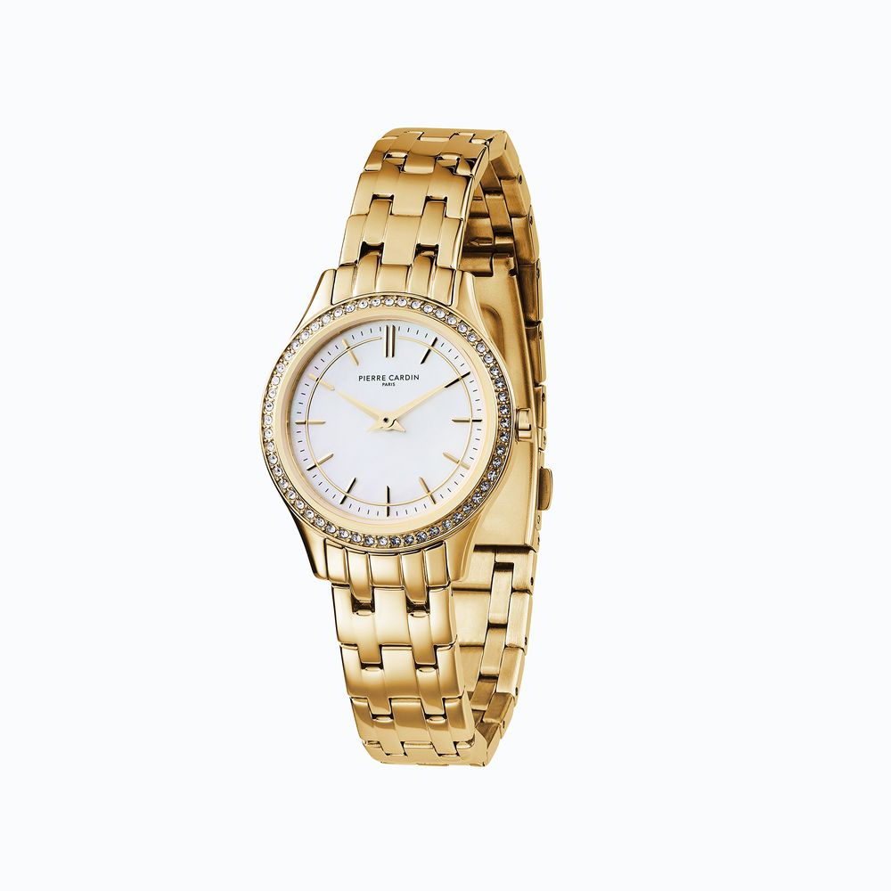 Goldene Edelstahl-Kleideruhr