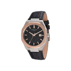 Black Leather Dress Watch