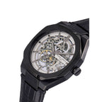 Schwarze Leder-Armbanduhr