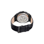 Schwarze Leder-Armbanduhr