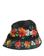 Herren Nylon Fischerhut mit schwarzem Blumenmuster