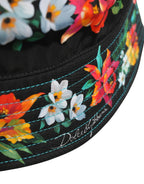 Herren Nylon Fischerhut mit schwarzem Blumenmuster