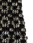 Black Wool Crystal Embellished Balaclava Hat