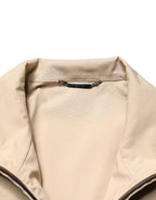 Brown Beige Cotton Zip Windbreaker Jacket