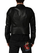 Black Nylon Full Zip Men's Biker Coat Jacket