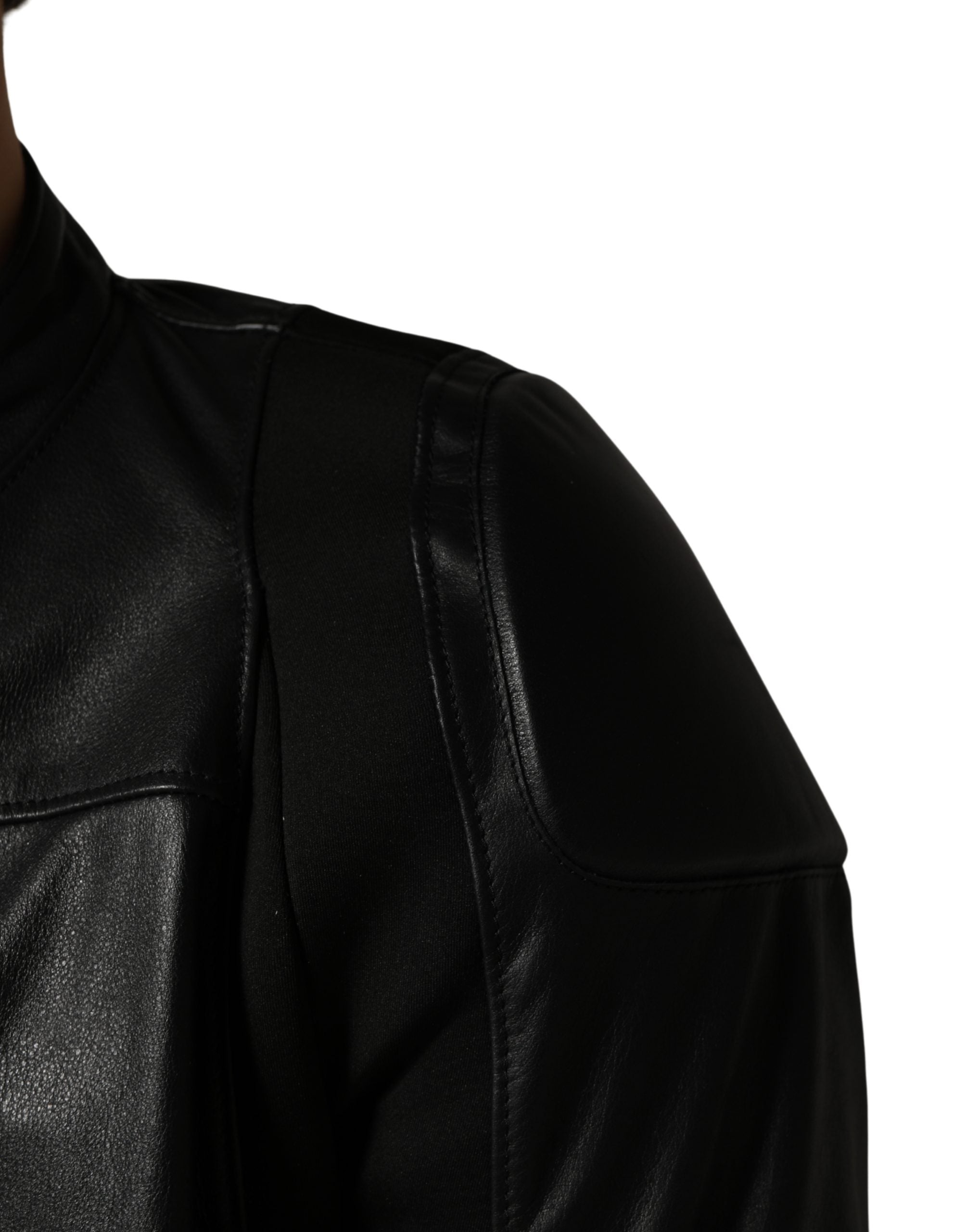 Black Nylon Full Zip Men's Biker Coat Jacket