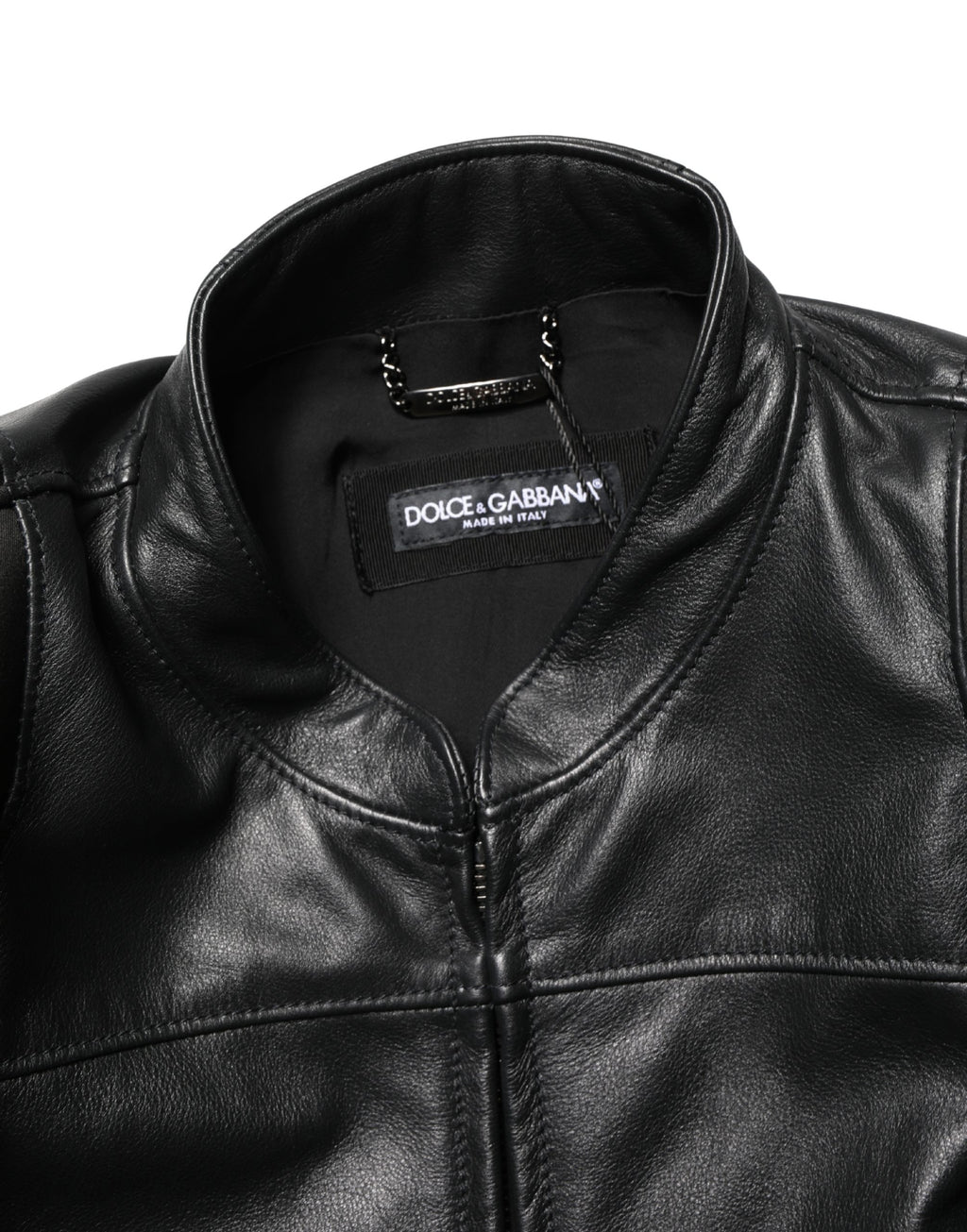 Black Nylon Full Zip Men's Biker Coat Jacket