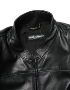 Black Nylon Full Zip Men's Biker Coat Jacket