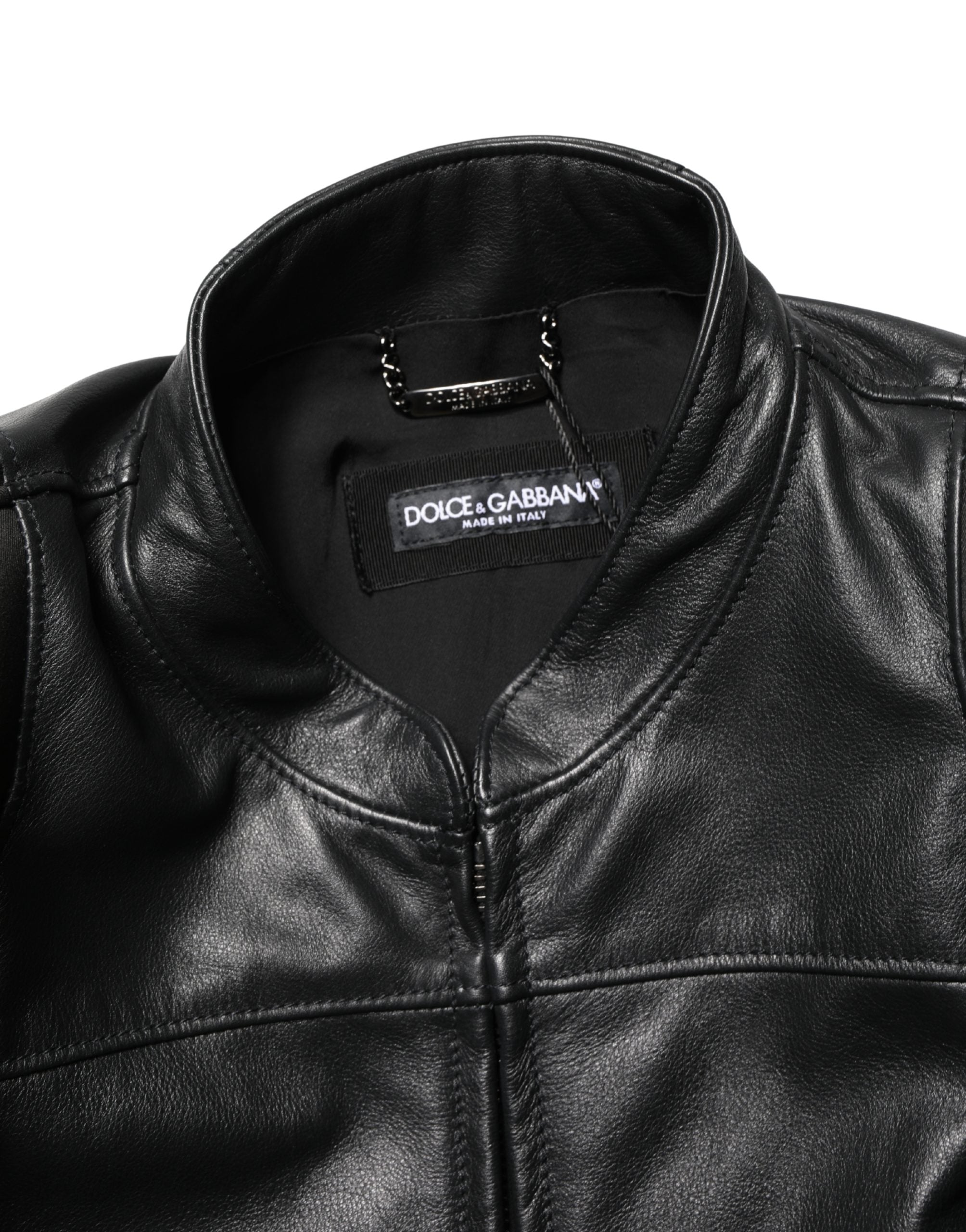 Black Nylon Full Zip Men's Biker Coat Jacket