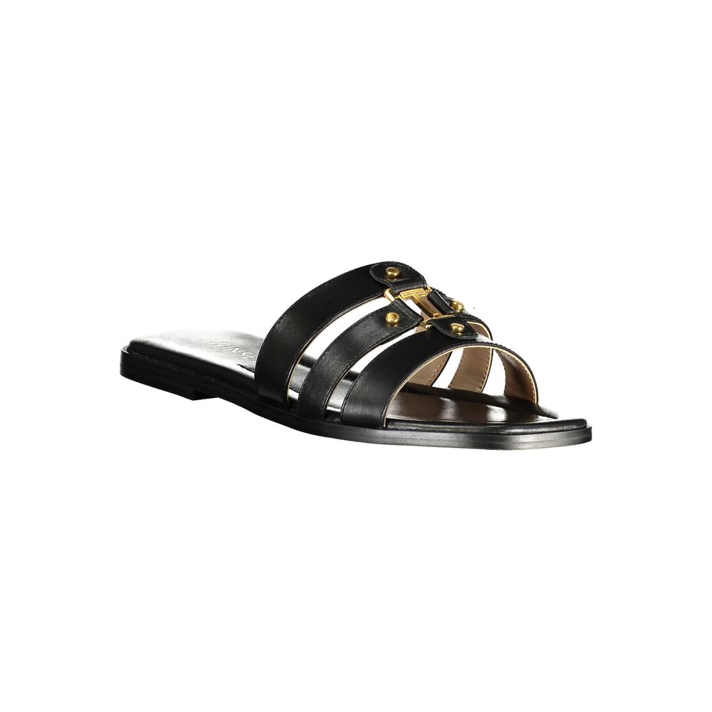 Damen-Sandale aus schwarzem Leder
