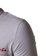 White Logo Embroidery Cotton Men Crew Neck T-shirt