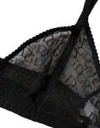 Black Logo Mania Sheer Soft Cup Bra Underwear