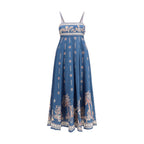 Blue Linen Casual Dress