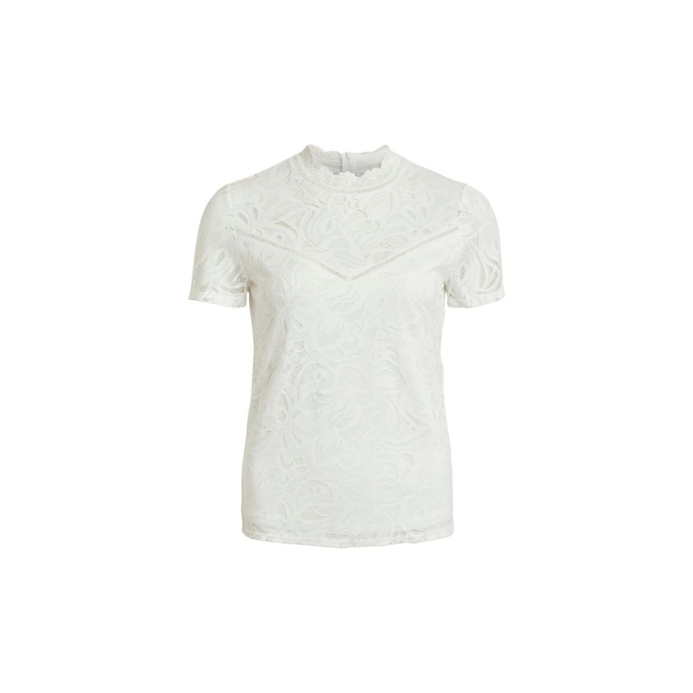 Cremefarbenes Polyamid-T-Shirt