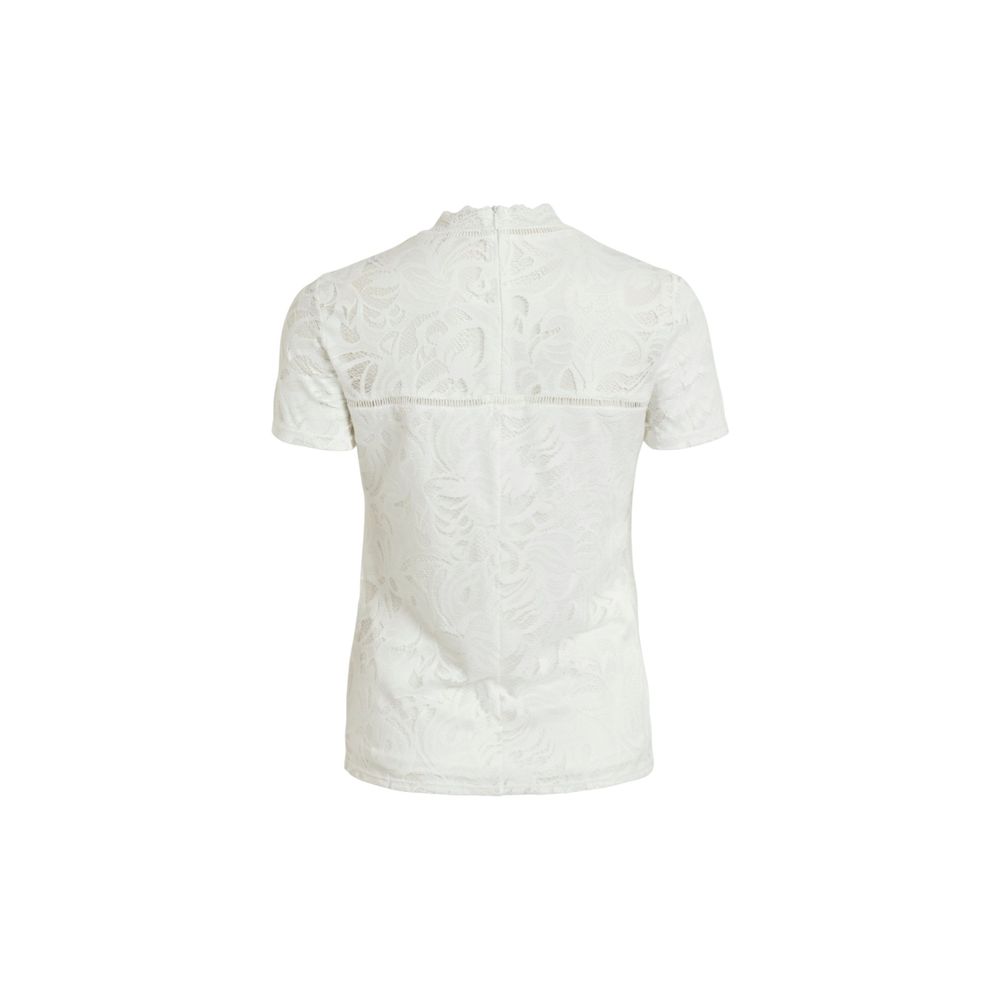 Cremefarbenes Polyamid-T-Shirt