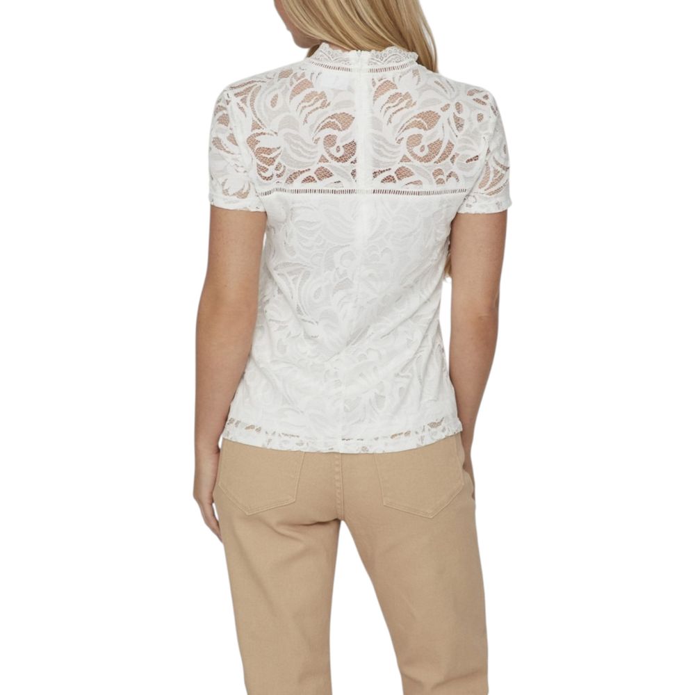 Cremefarbenes Polyamid-T-Shirt