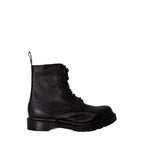 Schwarze Leder-Schnürstiefel