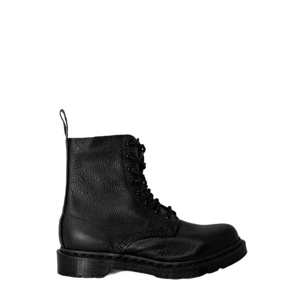 Schwarze Leder-Schnürstiefel