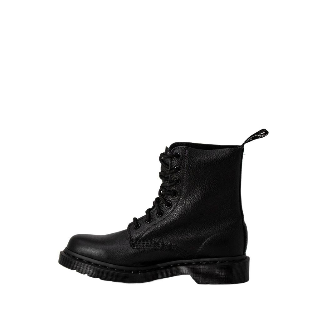 Schwarze Leder-Schnürstiefel