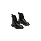 Schwarze Leder-Schnürstiefeletten