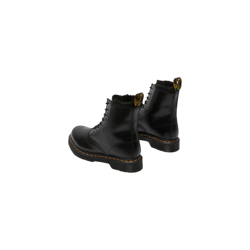 Schwarze Leder-Schnürstiefeletten