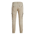 Beige Cotton Cargo Pants