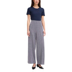 Blue Polyester Casual Pants