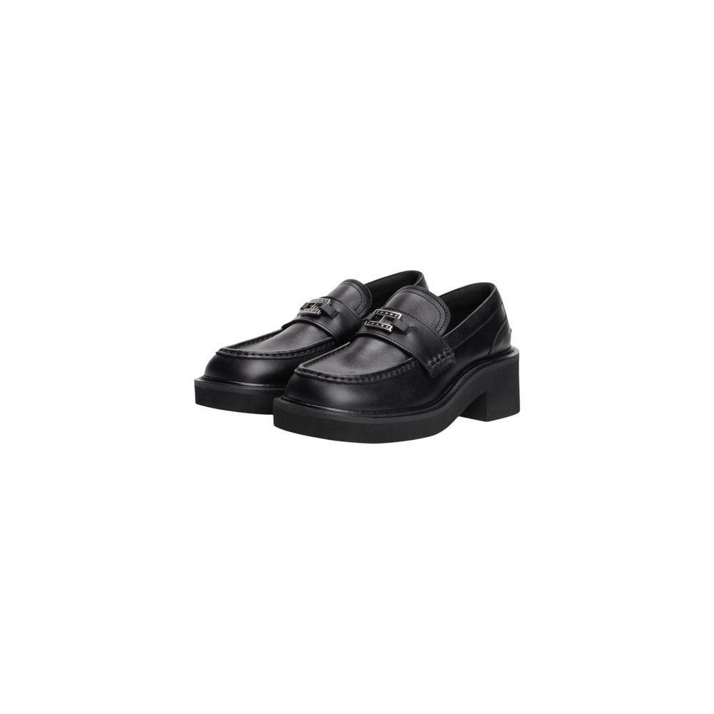 Schwarze Leder-Pumps mit hohem Absatz
