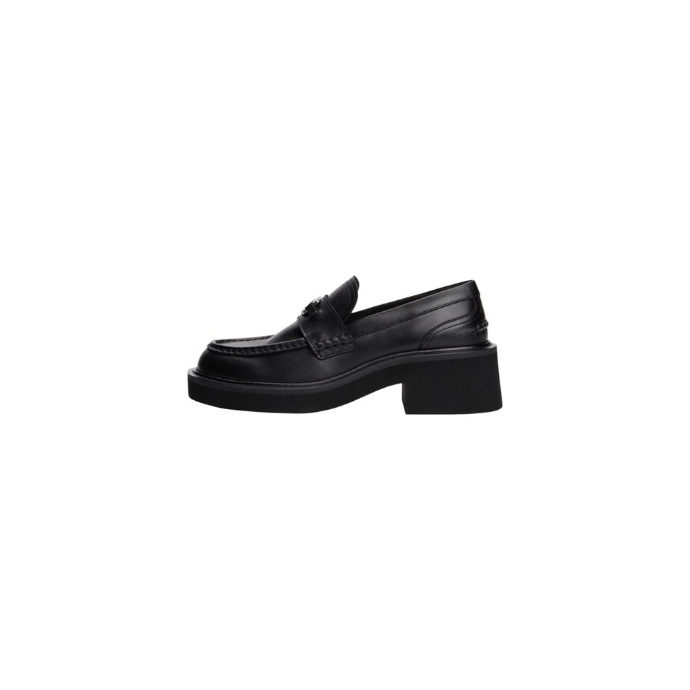 Schwarze Leder-Pumps mit hohem Absatz