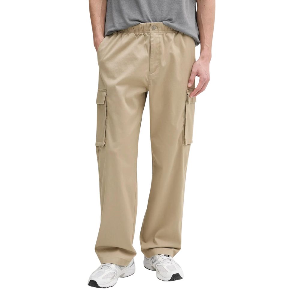 Beige Baumwoll-Cargohose