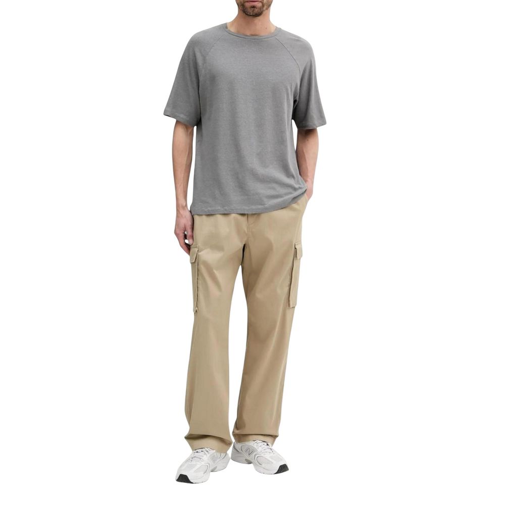 Beige Baumwoll-Cargohose