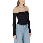 Schwarzes Langarm-T-Shirt aus recycelter Baumwolle