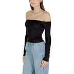Schwarzes Langarm-T-Shirt aus recycelter Baumwolle