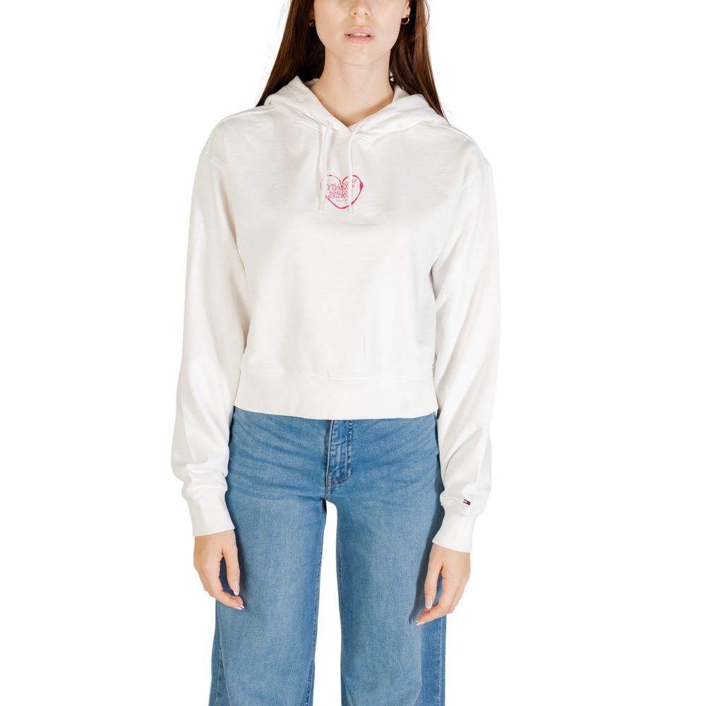 Creme Kapuzenpullover aus recycelter Baumwolle