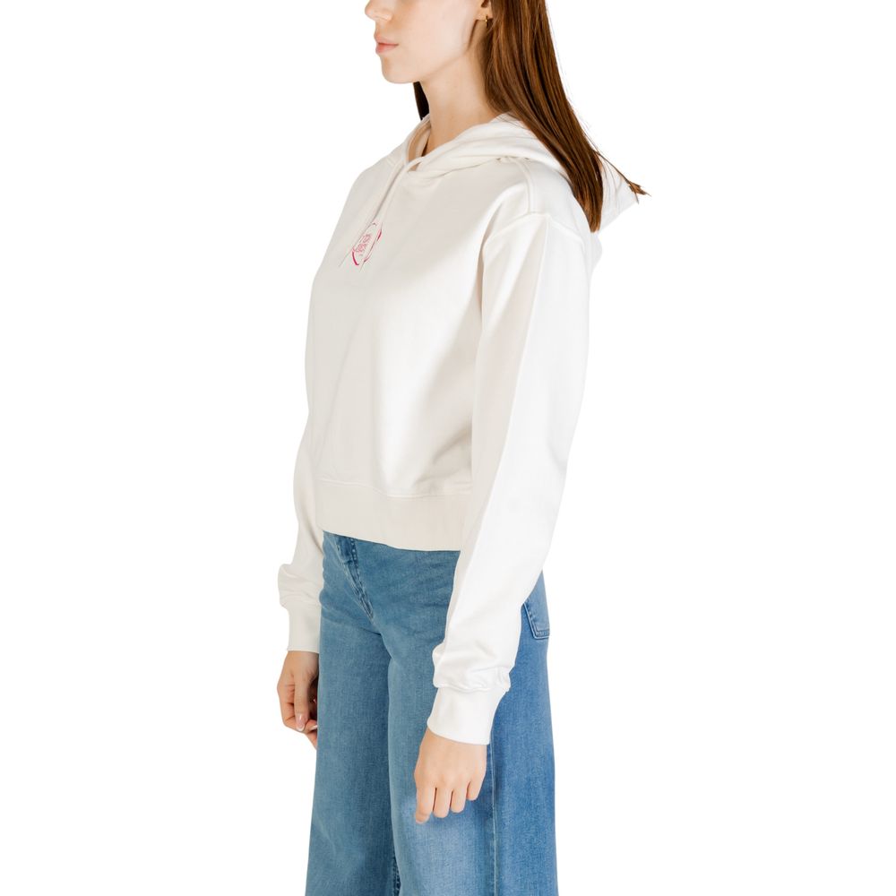 Creme Kapuzenpullover aus recycelter Baumwolle