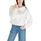 Creme Kapuzenpullover aus recycelter Baumwolle