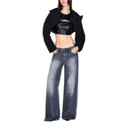 Gray Cotton Relaxed Fit Jeans