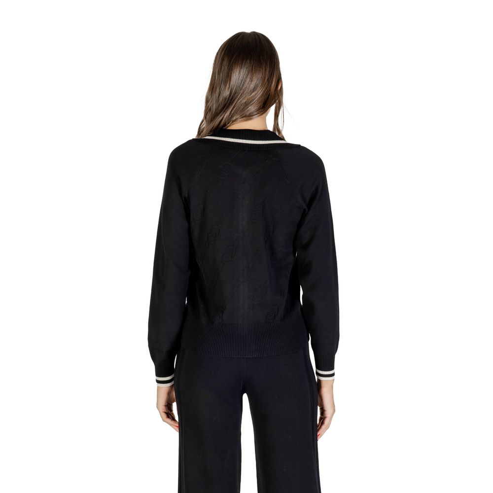 Schwarz-weißer Viskose-Cardigan