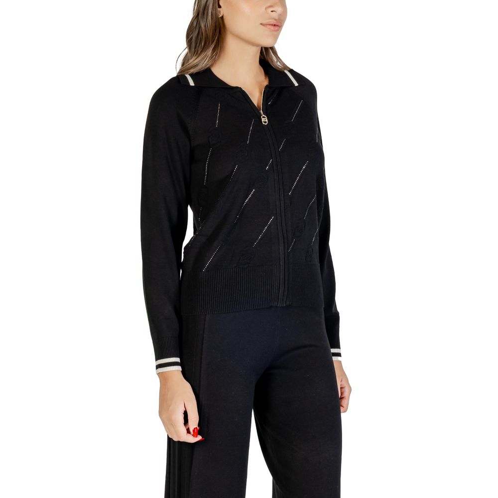 Schwarz-weißer Viskose-Cardigan