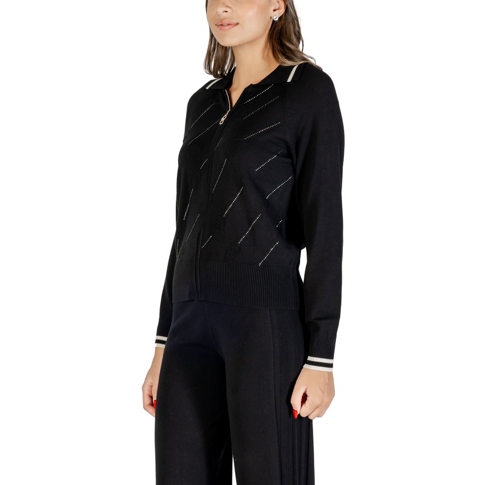 Schwarz-weißer Viskose-Cardigan