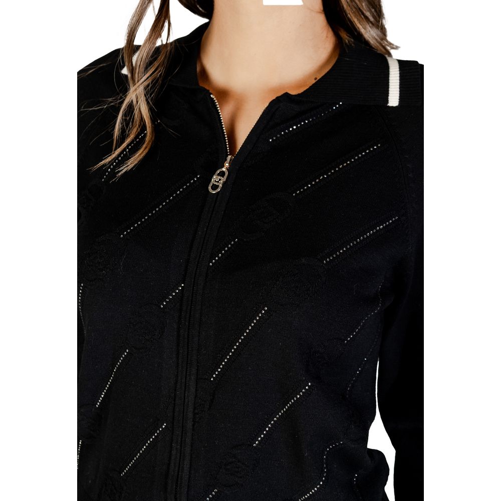 Schwarz-weißer Viskose-Cardigan