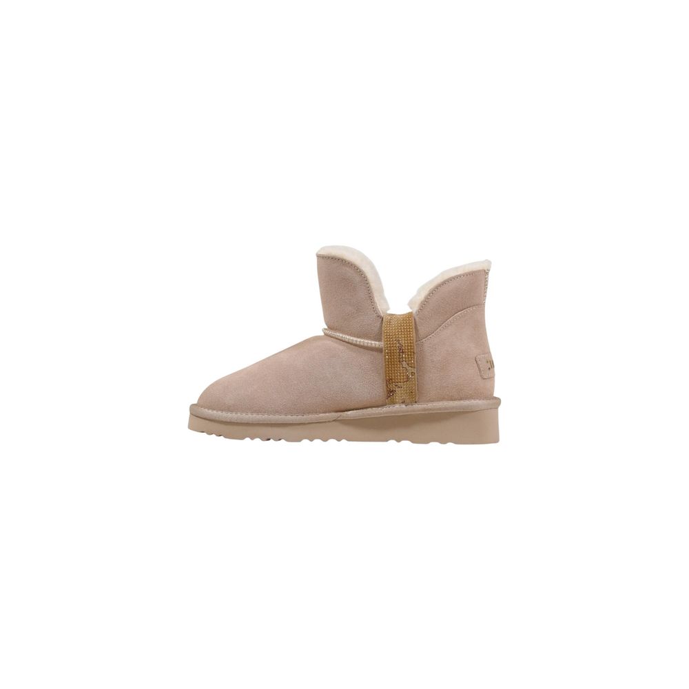 Beigefarbene Stiefeletten aus Leder